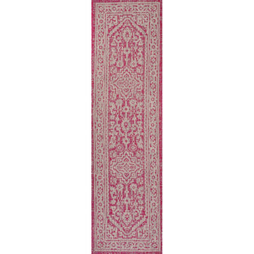 Sinjuri Medallion Textured Weave Indoor/outdoor Runner Rug